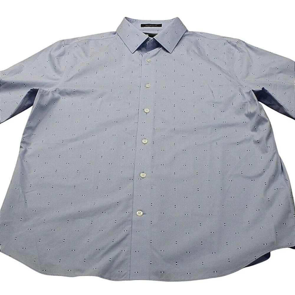 Banana Republic Mens‎ Blue Geometric Print Untucked Slim Fit Non-Iron Shirt L